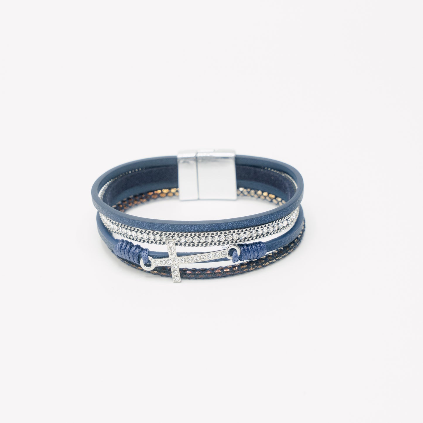 Leather Diamante Cross Band