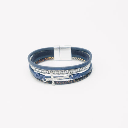 Leather Diamante Cross Band