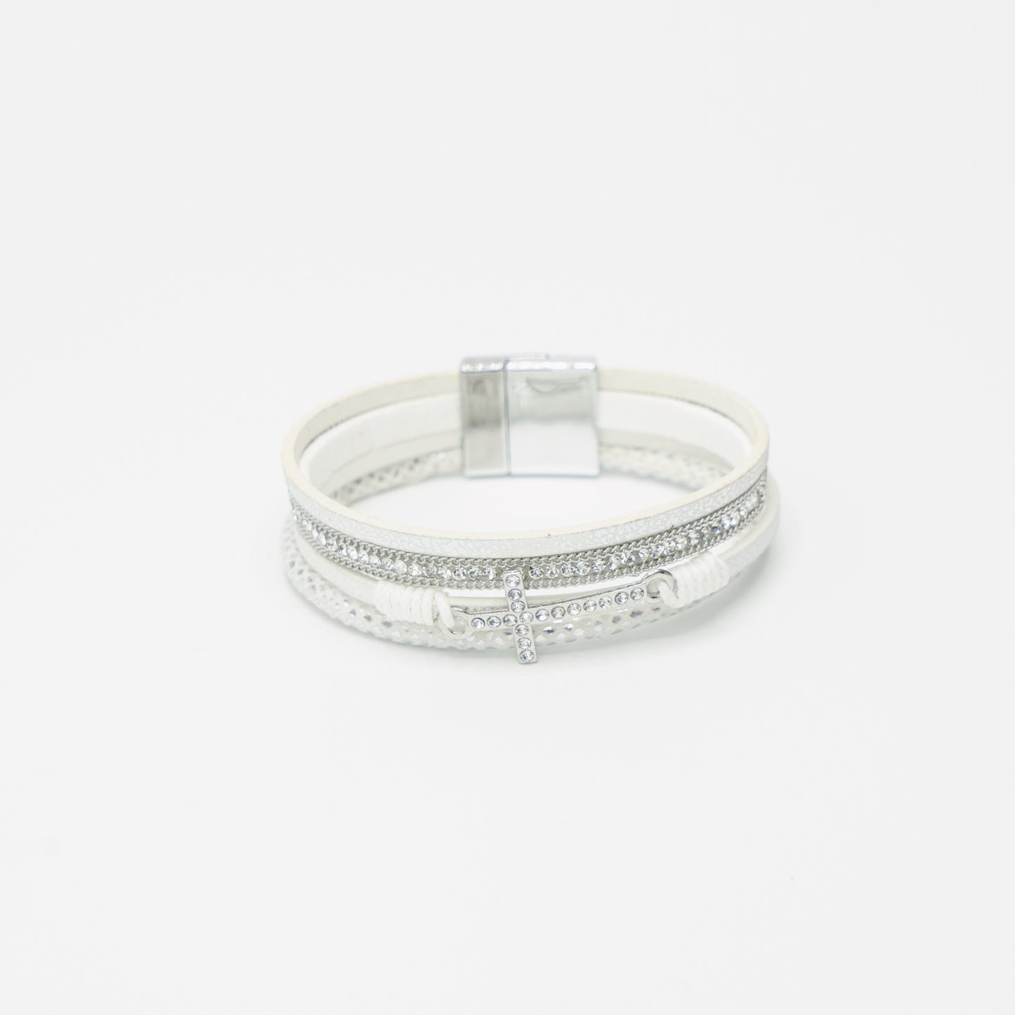 Leather Diamante Cross Band