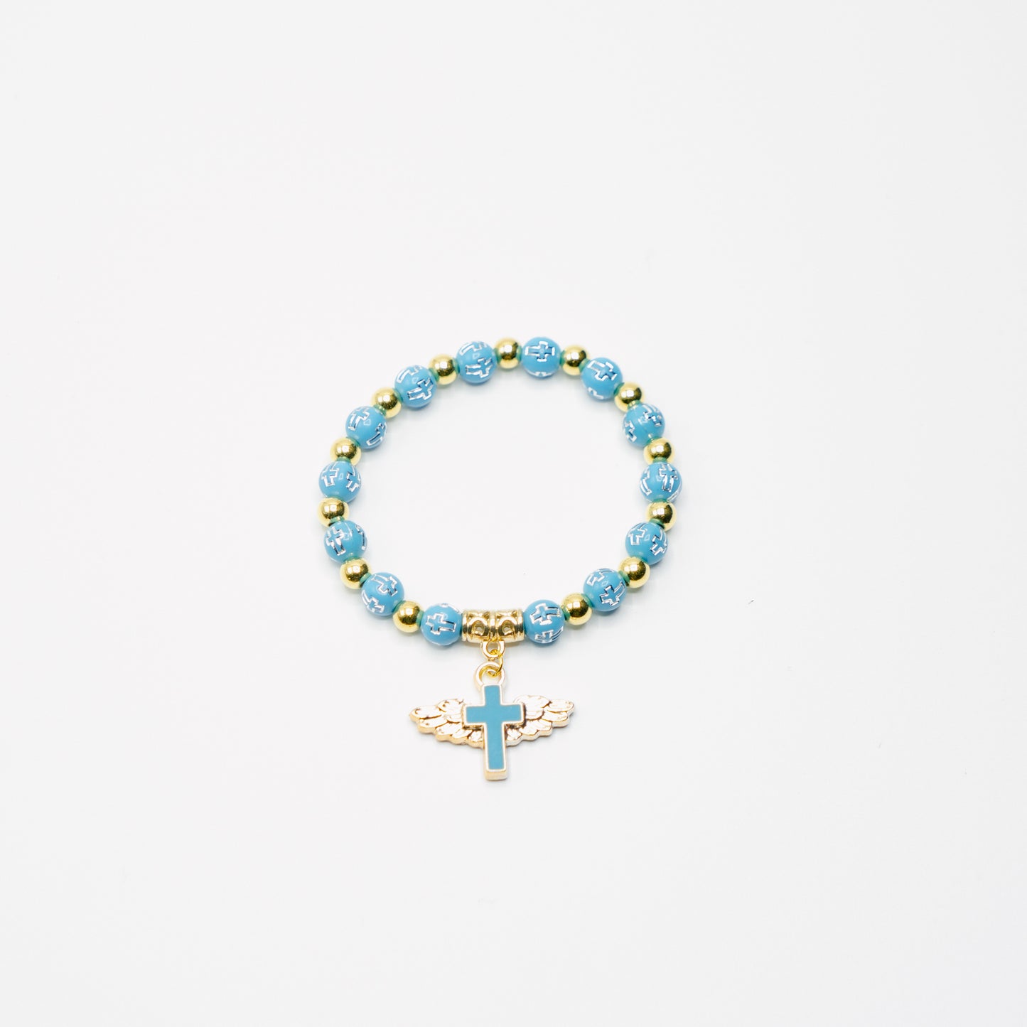 Beaded Angel Wing Cross Bracelet