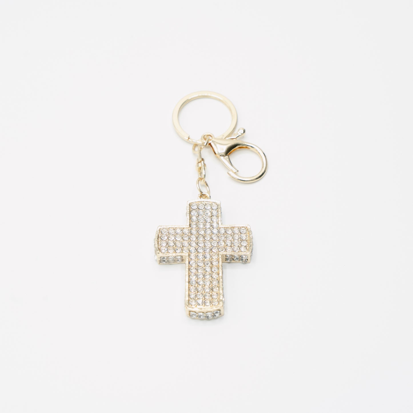 Diamante Box Cross Key Ring