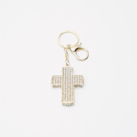 Diamante Box Cross Key Ring
