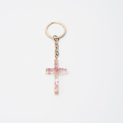 Pretty Flower Cross Key Ring