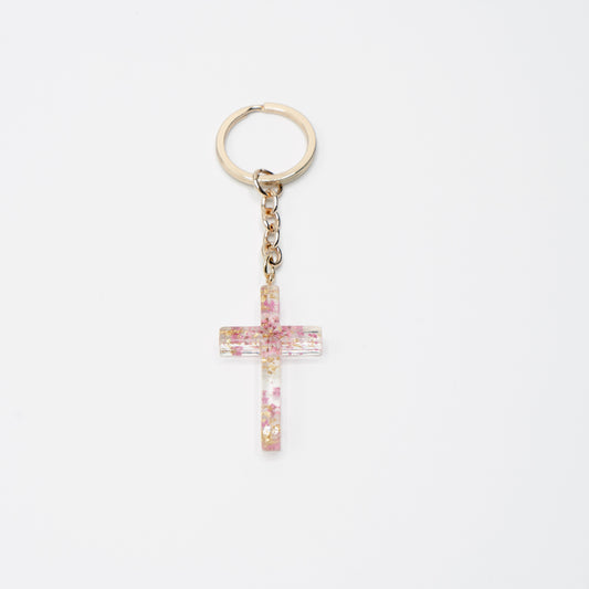 Pretty Flower Cross Key Ring