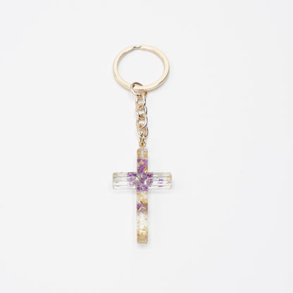 Pretty Flower Cross Key Ring