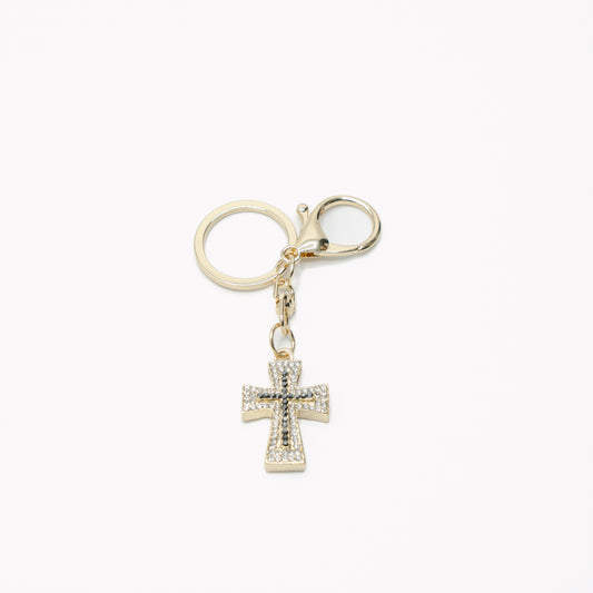 Diamante Blue Cross Key Ring