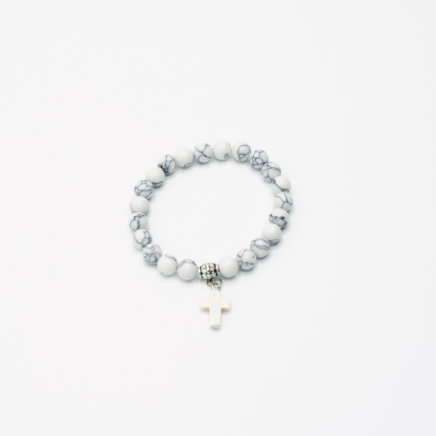 Natural Beaded Cross Charm Bracelet
