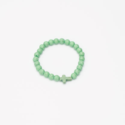 Natural Beaded Cross Bracelet