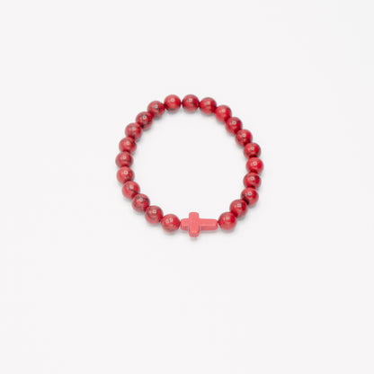 Natural Beaded Cross Bracelet