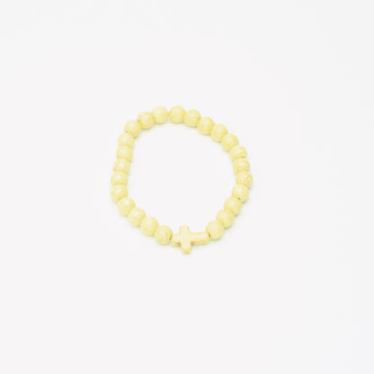 Natural Beaded Cross Bracelet