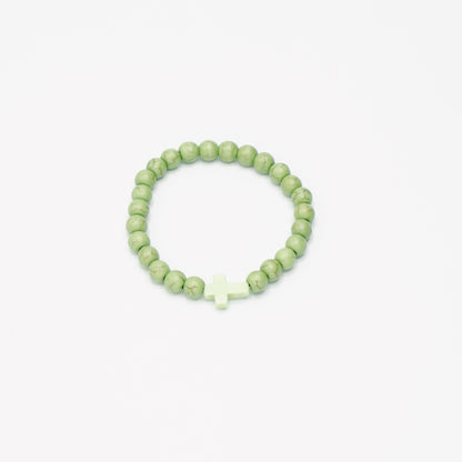 Natural Beaded Cross Bracelet