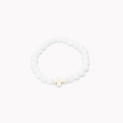 Natural Beaded Cross Bracelet