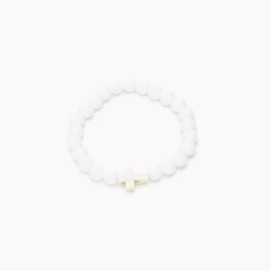 Natural Beaded Cross Bracelet