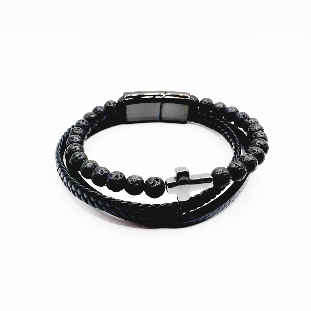 Stone Beaded Leather Bracelet