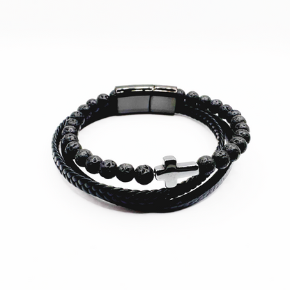 Stone Beaded Leather Bracelet