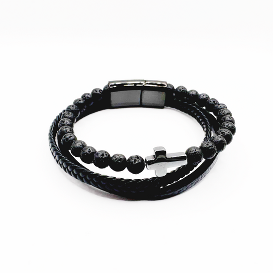 Stone Beaded Leather Bracelet