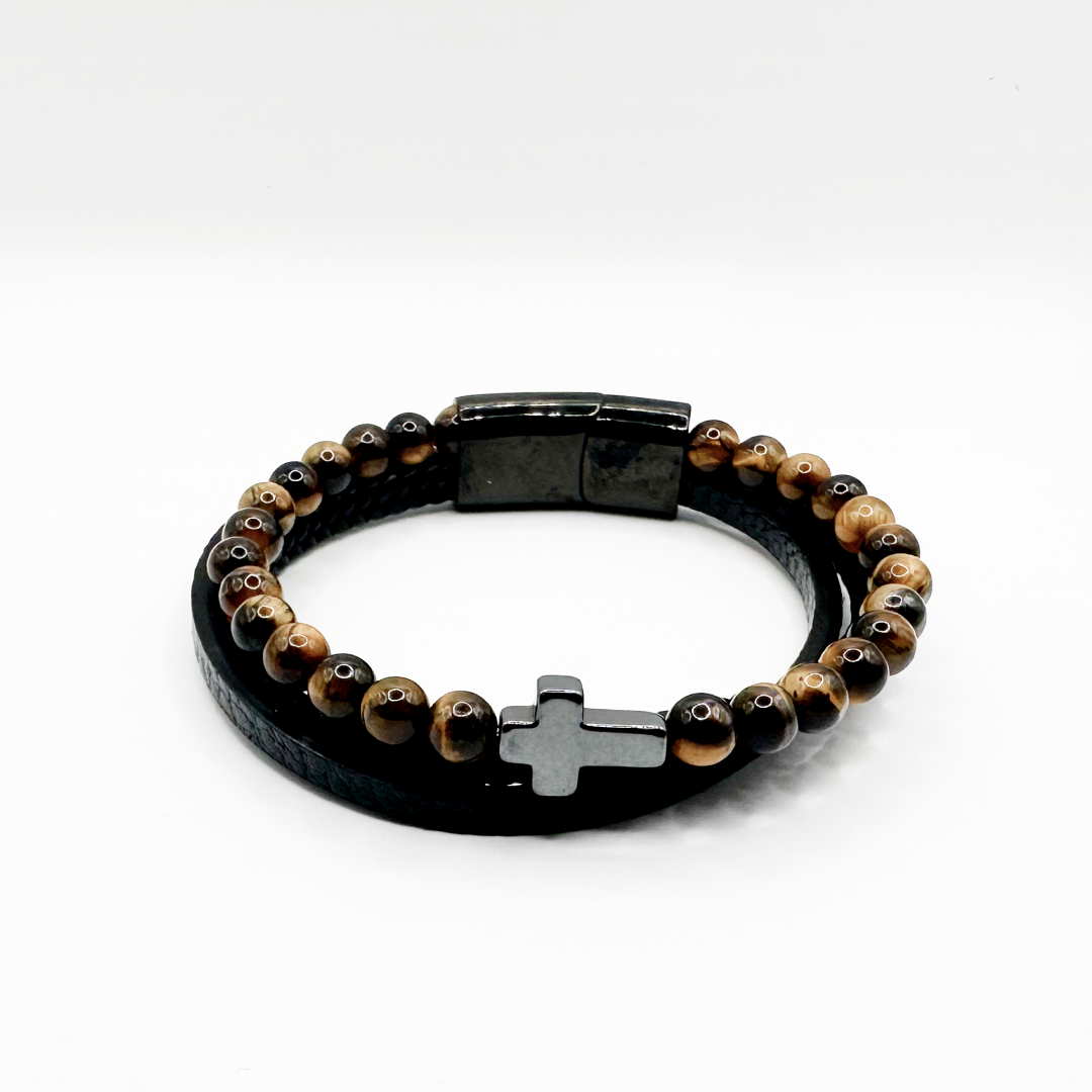 Stone Beaded Leather Bracelet