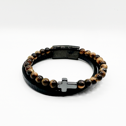 Stone Beaded Leather Bracelet