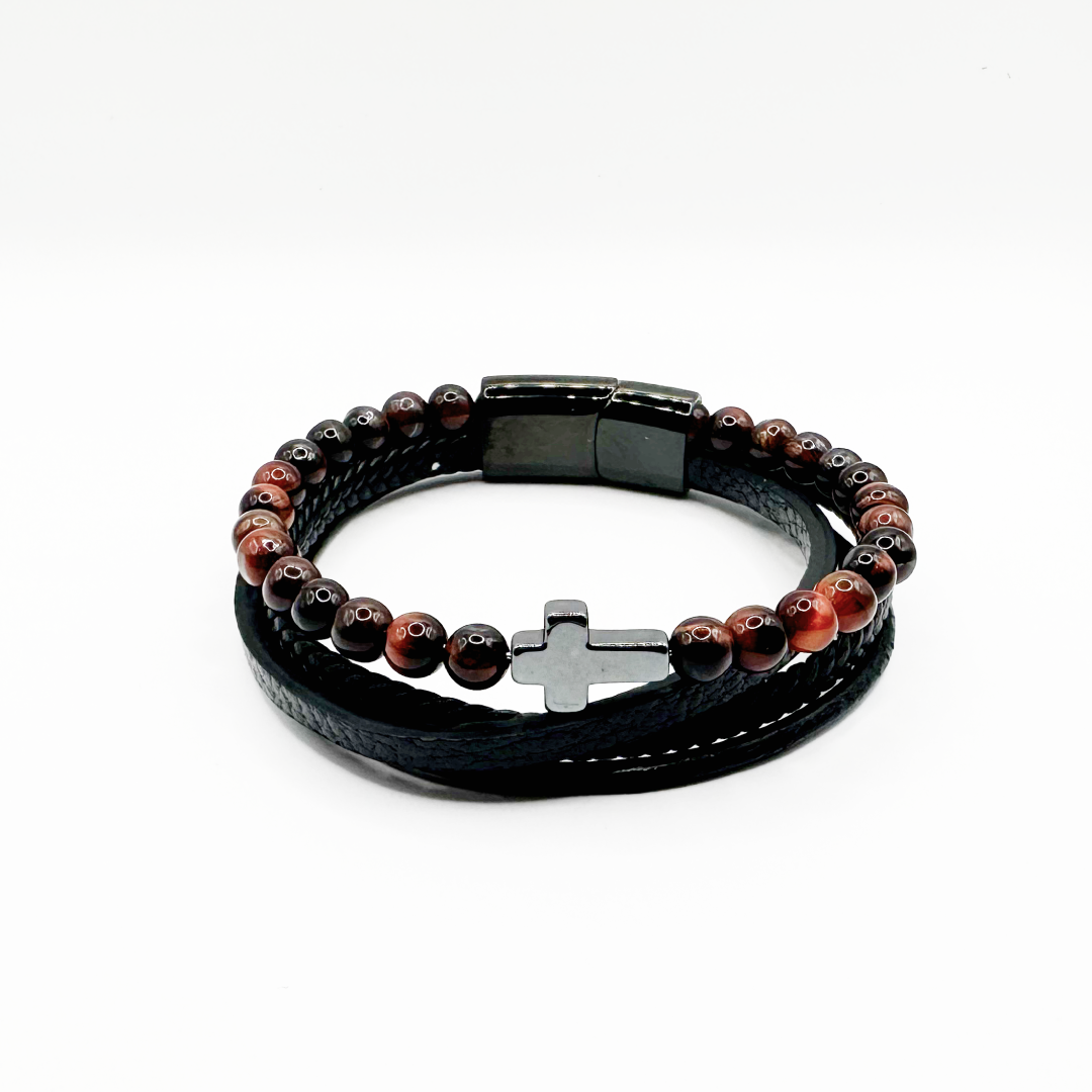 Stone Beaded Leather Bracelet