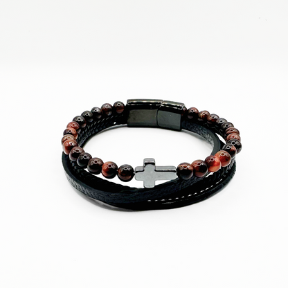 Stone Beaded Leather Bracelet