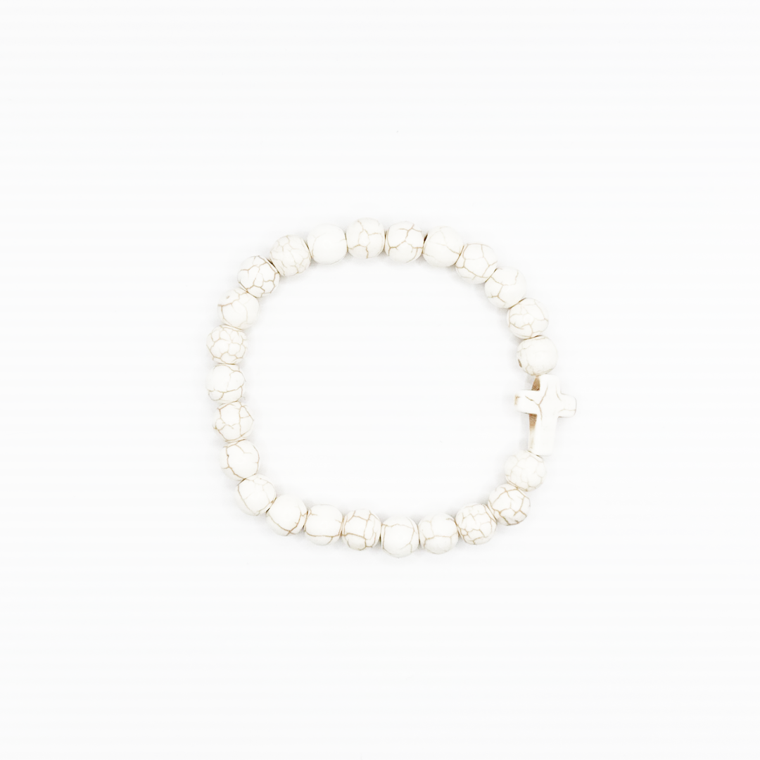 Natural Beaded Cross Bracelet